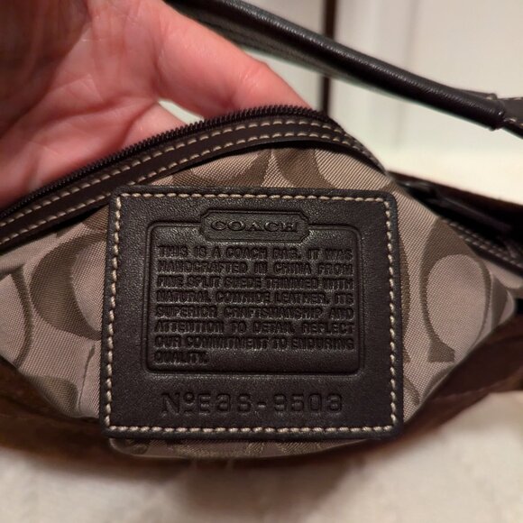 Rare Coach Handbag Brown Hobo Suede 9503 - Picture 9 of 11